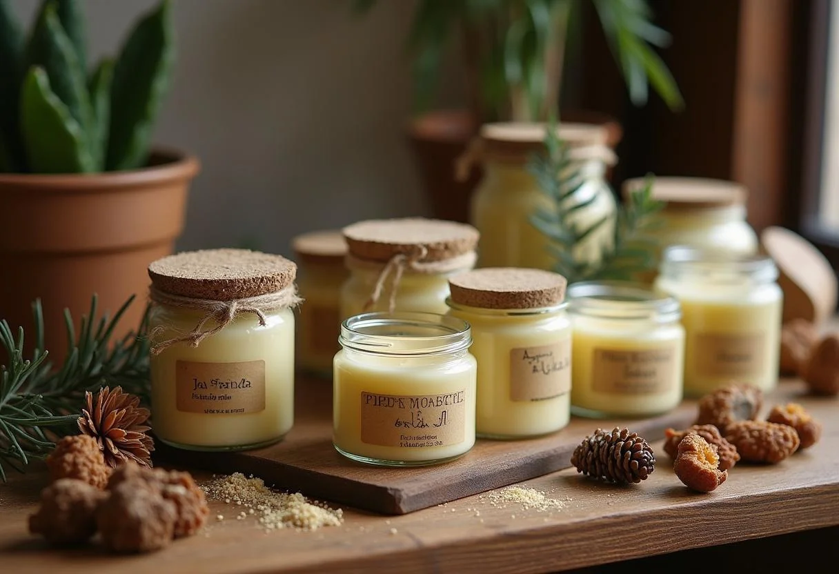 Finished pflegende Shea Butter für Haut und Haar in decorative jars, ready for beauty routines.