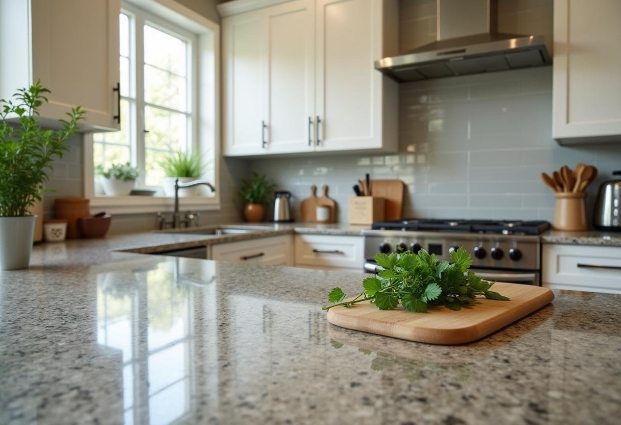 Funktionale und elegante Küche mit Granitarbeitsplatte, perfekt für kulinarische Erlebnisse.