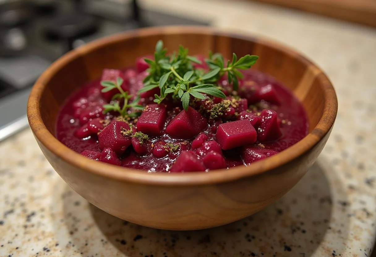Bowl mit roter Bete und Apfel für den roten Bete Salat.