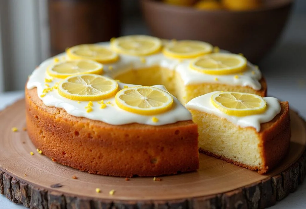 Fertiger Zitronen Joghurt Kuchen, saftig und köstlich, perfekt für jede Gelegenheit.
