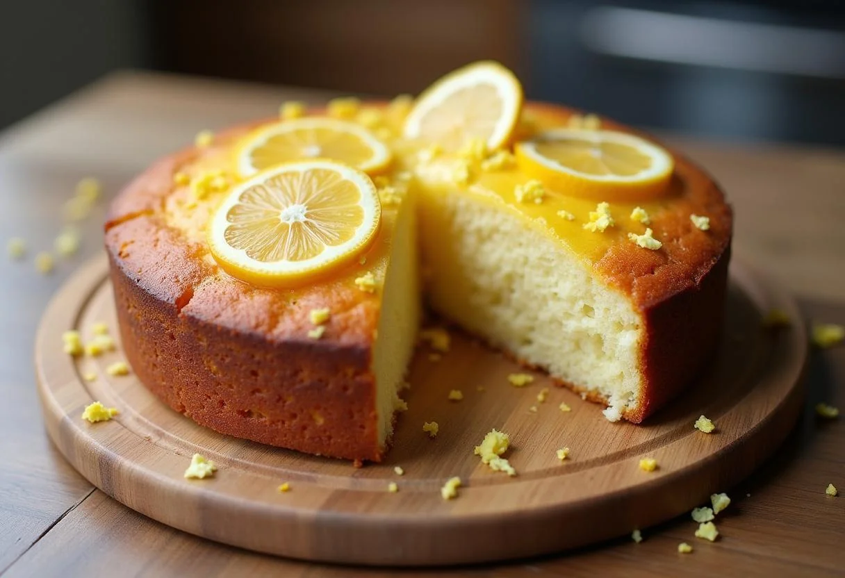 Fertiger Zitronen Joghurt Kuchen, saftig und köstlich, perfekt für jede Gelegenheit.