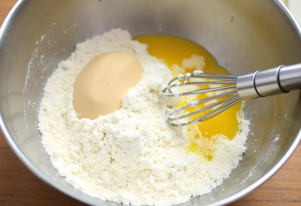 Zutaten für den saftigen Kuchen mit Puddingfüllung Vanille vorbereitet.
