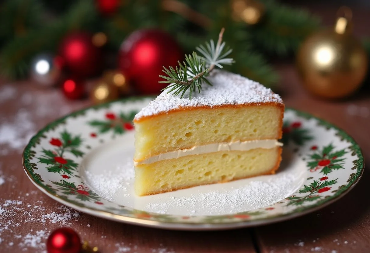 Fertig gebackener Marzipankuchen, dekoriert für das Weihnachtsfest, ideal für die Feierlichkeiten.