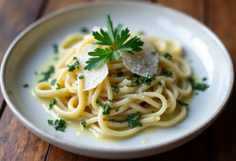 Fertige Schnelle Spargel Pasta mit Sahnesoße, perfekt für eine köstliche Mahlzeit.