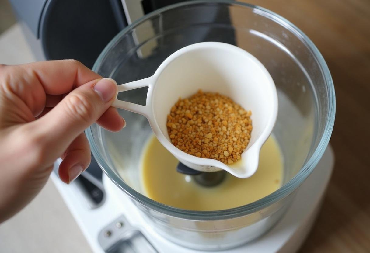 Zutaten in den Thermomix gegeben für schnelles Kucherezept.