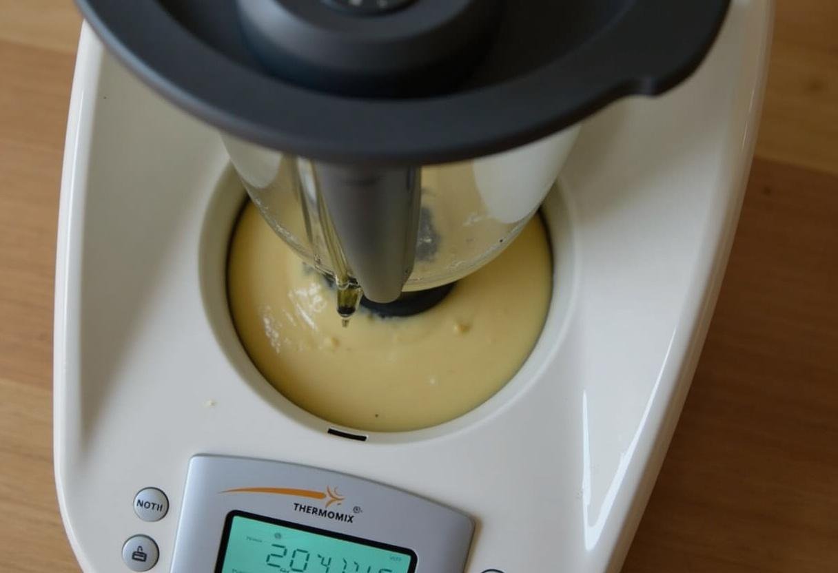 Thermomix mixt Teig für schnellen Kuchen, ideal für schnelle Küche.