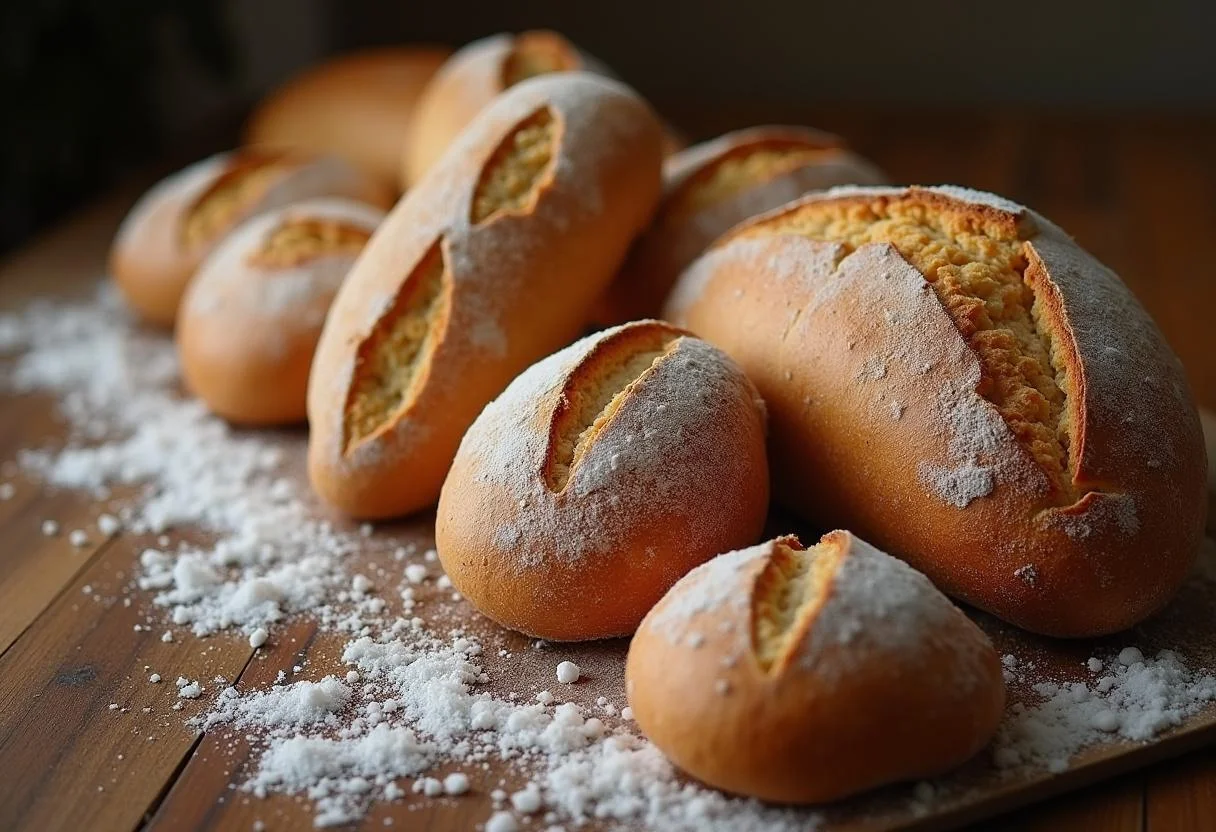 Vielfältige Brote und Salz, die den Spruch zu brot und salz zum einzug verkörpern.