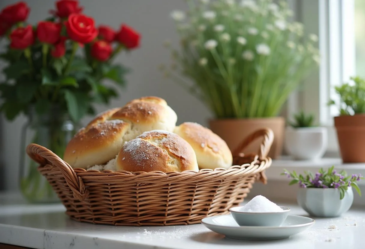 Küche mit Brotkorb und Salzbehälter, ideal für den einzug spruch brot und salz.