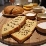 Fertig gestellter Tisch mit Brot und Salz, verziert mit Sprüchen für den Einzug.