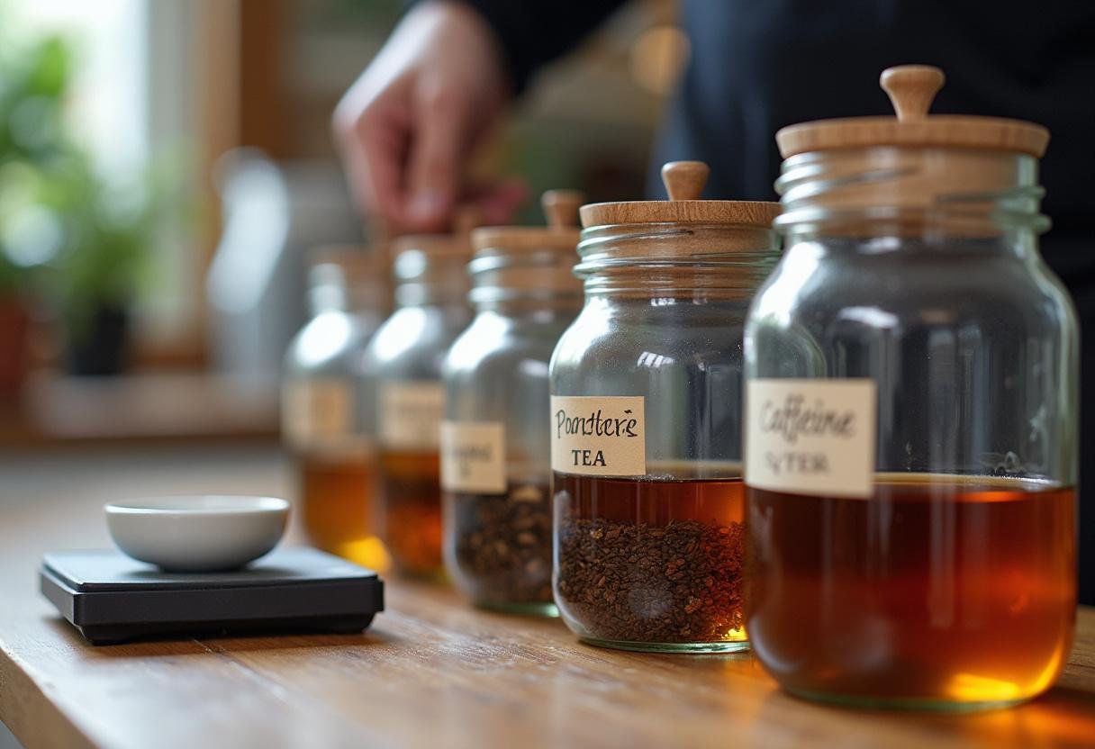Messung von schwarzem und grünem Tee zur Darstellung des Koffeingehalts.