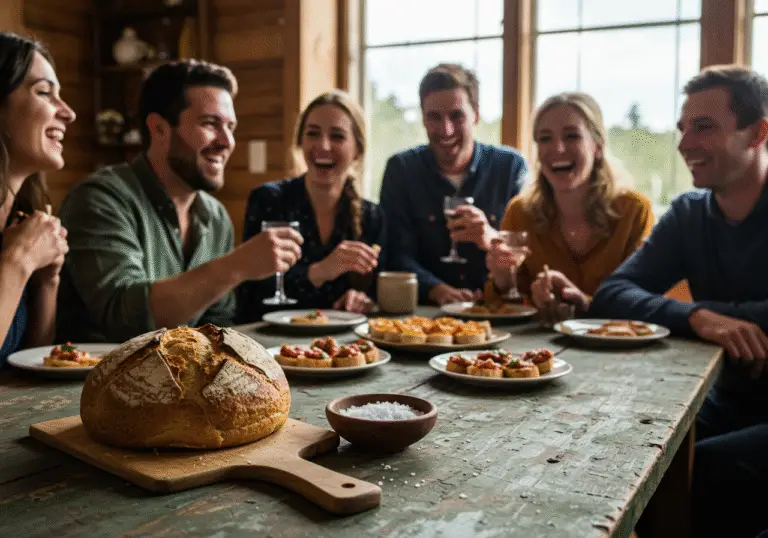 Gastfreunde genießen das traditionelle Brot und Salz zum Einzug, ein herzlicher Moment der Freude.