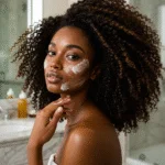 Shea butter applied to skin and hair, demonstrating its benefits in pflegende Shea Butter für Haut und Haar.
