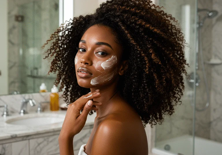 Shea butter applied to skin and hair, demonstrating its benefits in pflegende Shea Butter für Haut und Haar.