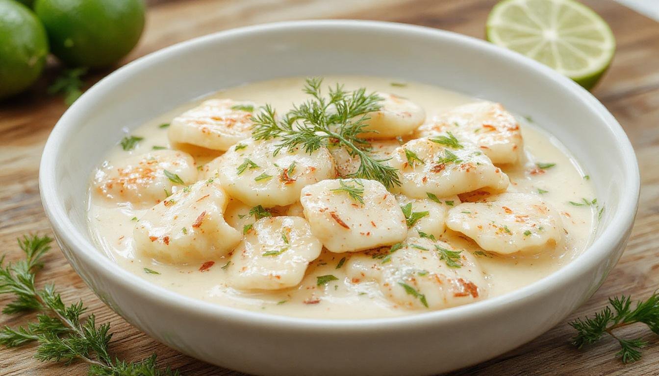 Bunter, knackiger Limetten-Nudelsalat in einer weißen Schüssel, mit frisch geschnittenem Gemüse, Kräutern und Limettenscheiben, fein angerichtet, helles Licht, sommerlich und frisch wirkend