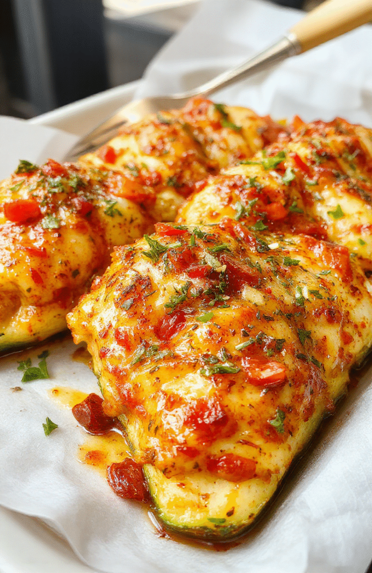 Bunter Teller mit cremigem Paprika-Zucchini-Hähnchen, zartes Hähnchenfleisch in cremiger Soße, umgeben von grünen Zucchinistreifen und roten Paprikawürfeln, alles ansprechend auf einem weißen Teller arrangiert, mit frischen Kräutern garniert