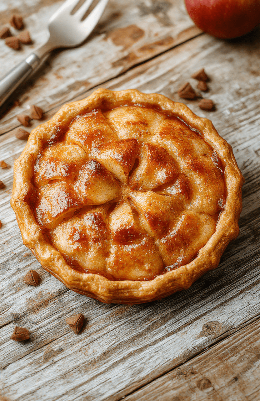 Bunter Apfelkuchen vom Blech mit goldbraunen Streuseln, frische Apfelscheiben auf zartem Teig, ansprechend dekoriert, mit einer goldenen Streuseldecke, stapelweise serviert auf einem rustikalen Holztisch