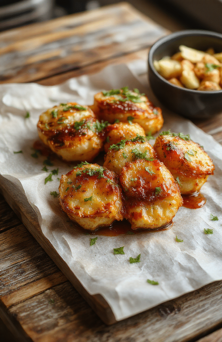 Goldbraune Brezeln mit einer knusprigen Oberfläche, gefüllt mit cremigem Schmand, zartem Schinken und geschmolzenem Käse, angerichtet auf einem rustikalen Holzbrett mit frischen Kräutern.
