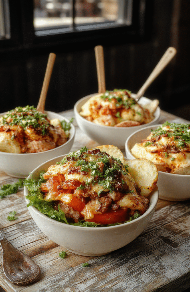 Colorful burger bowls arranged on a rustic wooden table with fresh vegetables, cooked lean protein, and vibrant sauces, styled with casual plating and textured backgrounds.