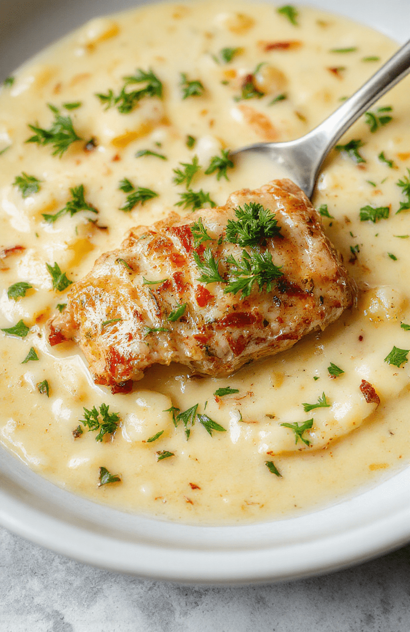 Bunte Hackbällchen in einer cremigen Sauce auf einem weißen Teller, umgeben von samtigem Kartoffelpüree, garnierte mit frischen Kräutern, hübsch angerichtet, appetitlich und einladend.