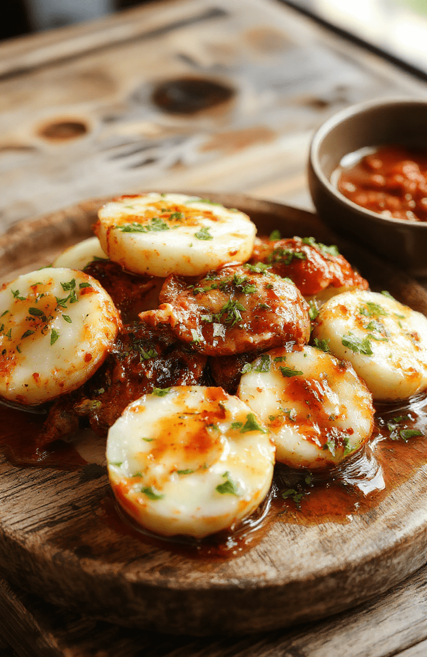 Bunter Cowboy-Auflauf auf einem Teller mit goldbrauner Käsekruste, reichlich Gemüse, saftiges Fleisch, schön angerichtet in einer weißen, rustikalen Schale, mit frischen Kräutern garniert