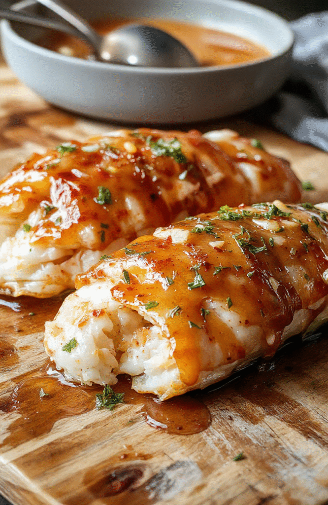 Bunter Teller mit perfekt glasiertem Lachs, umgeben von frischen grünen Salatblättern, zarter Lachs mit glänzender Honigglasur, appetitlich angerichtet auf einem rustikalen Holzteller, sanft beleuchtet.