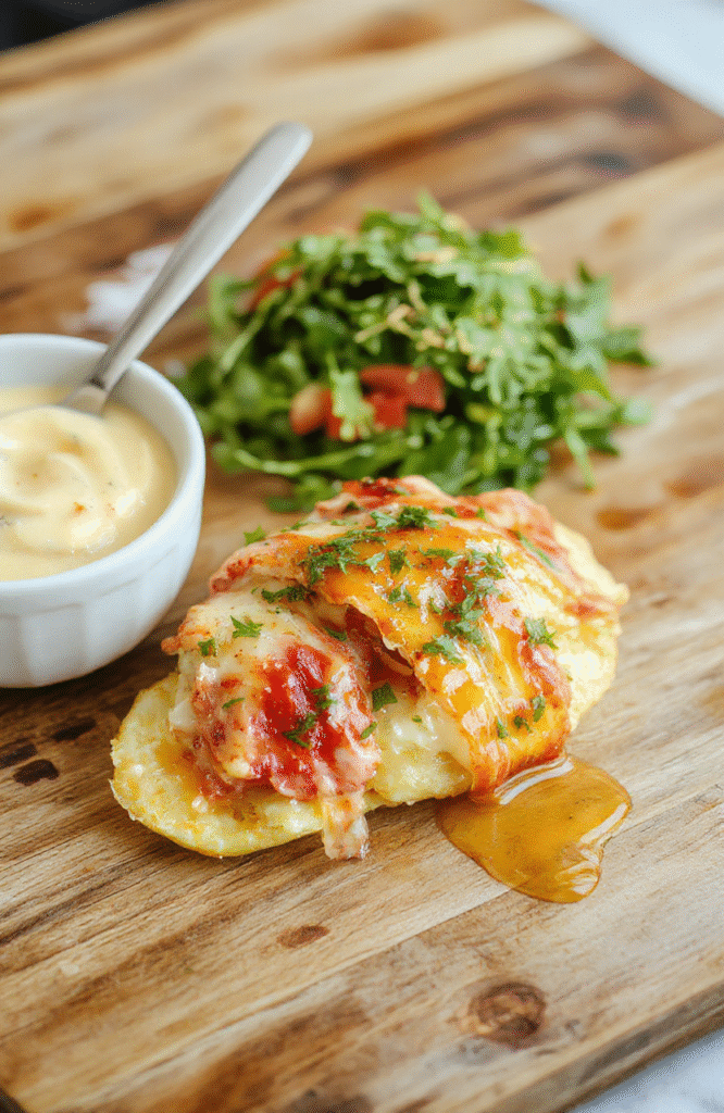 Knusprige Gnocchi in einer weißen Schüssel, umgeben von buntem Gemüse wie Kirschtomaten, Gurken und frischen Kräutern, mit einer cremigen Joghurt-Dressing-Sauce, alles stilvoll angerichtet und appetitlich präsentiert
