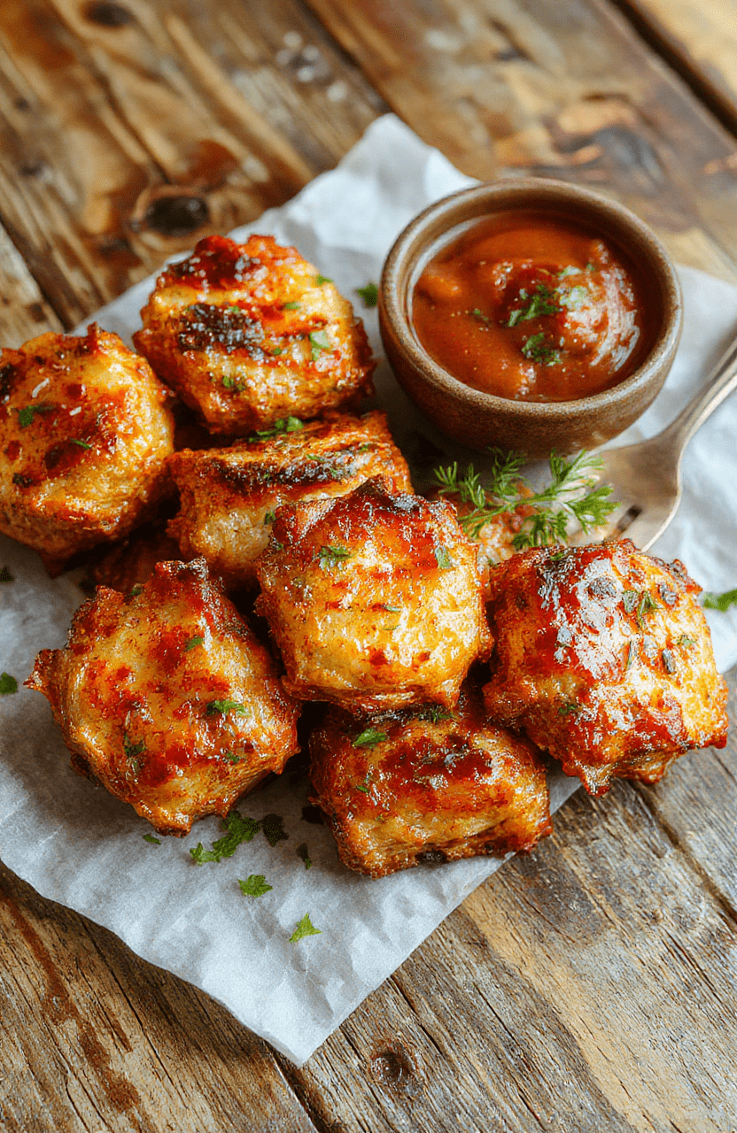 Knuspriges Parmesan-Knoblauch-Hähnchen auf einem dekorativen metallischen Blech, golden und knusprig, mit frischen Kräutern garniert, serviert mit Zitronenspalten, ansprechende Texturen, appetitlich präsentiert, natürliche Beleuchtung.