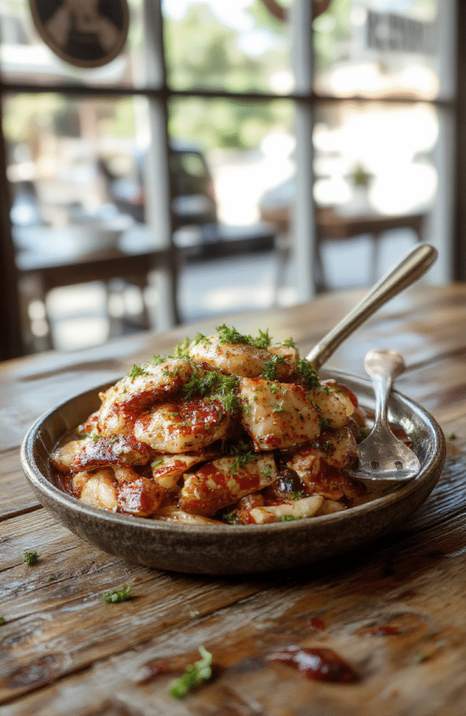 Bunter Soljanka-Eintopf in einer weißen Schüssel, mit saftigen Wurst- und Fleischstücken, Gurken und Oliven, bunte Paprika und Zwiebeln, alles schön angerichtet mit frischer Petersilie, lebendige Farben, appetitliche Texturen, ein traditioneller osteuropäischer Gerichtsausdruck