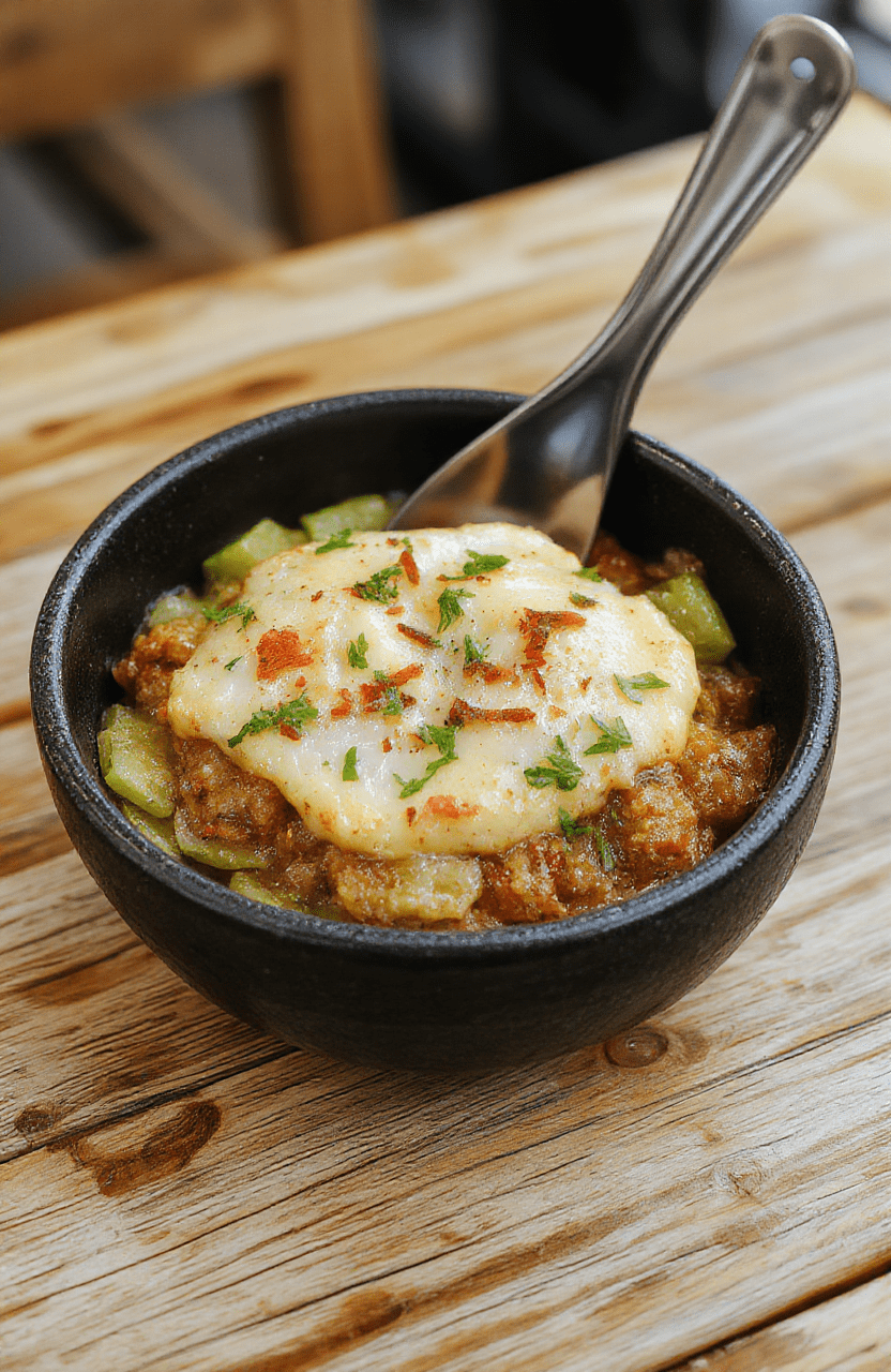 Bunter Teller mit cremiger, samtiger Nudelsoße auf frisch gekochten Spaghetti, garniert mit frischen Kräutern, auf einem weißen Teller mit Holzuntergrund, stilvoll und einladend