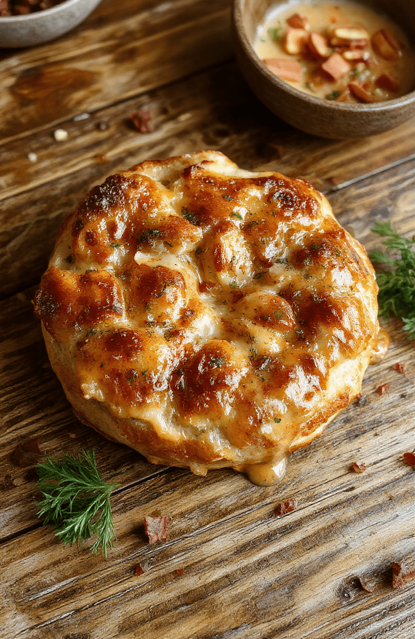 Bilde eines frisch zubereiteten Hähnchenbruststücks in einer cremigen Soße, auf einem weißen Teller angerichtet, mit frischen Kräutern garniert, farbenfrohe Beilagen im Hintergrund, cremige Textur, ansprechend präsentiert.