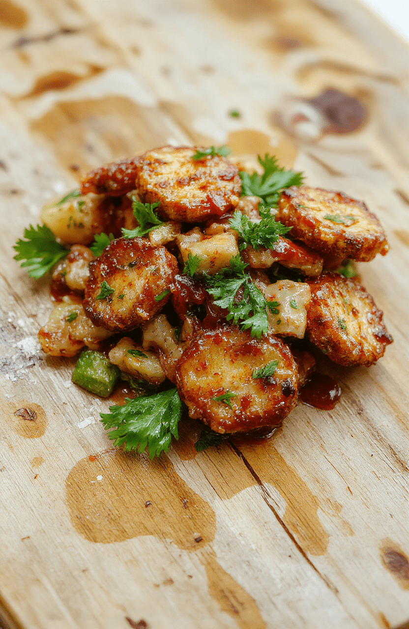 Frischer Spitzkohl in einer cremigen Sauce, goldbraun überbacken auf einem weißen Teller, mit knusprigem Käsealternativ und frischen Kräutern, ansprechend angerichtet mit buntem Gemüse im Hintergrund.