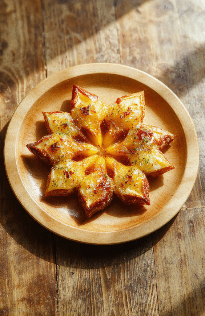 Bunte aromatische Plätzchen in Sternform mit glatter Marmorglasur, liebevoll auf einem weißen Teller angerichtet, im warmen Licht eines festlich gedeckten Tisches