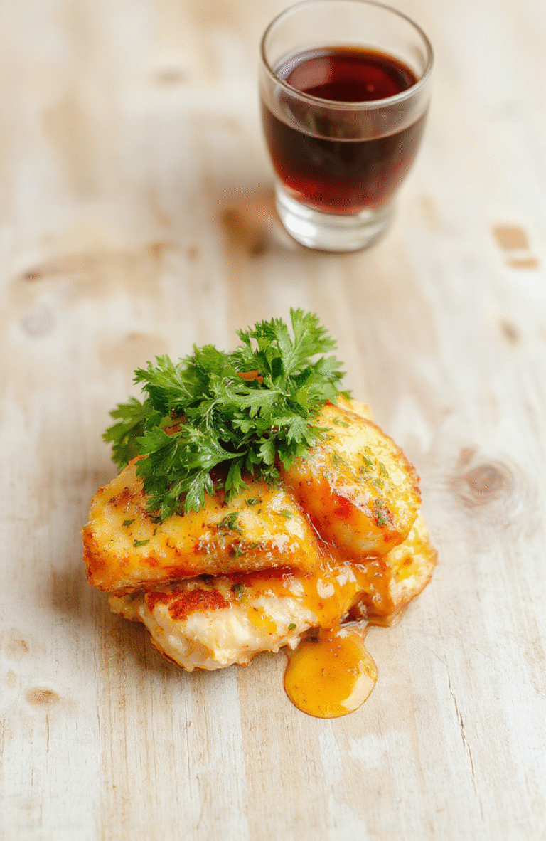 Bunte cremige Gnocchi-Pfanne in einer weißen Schüssel, garniert mit frischer Petersilie, goldbraune Oberfläche, cremige Sauce und zartgekochte Gnocchi, stilvoll angerichtet mit frischem Gemüse im Hintergrund
