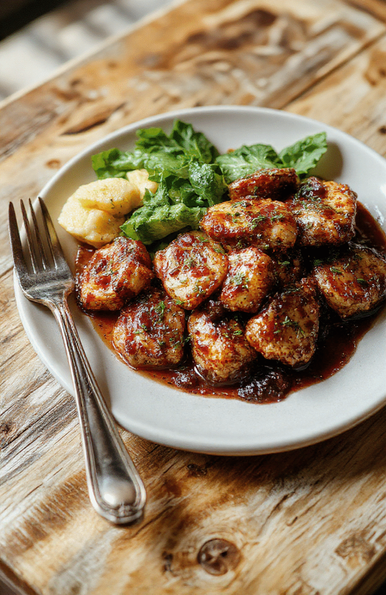 Helles, cremiges Schälchen mit goldbrauner Zimtsahne, daneben ein aufgeschnittener gebackener Apfel mit Zimt und Rosinen, dekoriert mit Zimtstangen und Puderzucker, alles auf einem rustikalen Holzbrett, warme Farbpalette, ansprechend und einladend