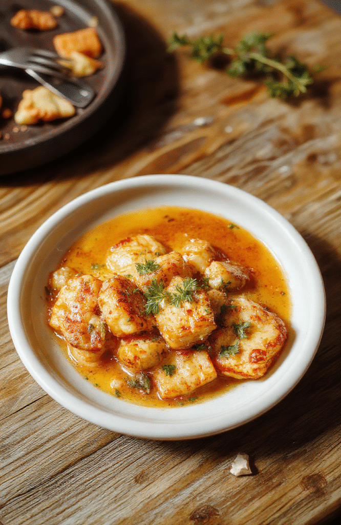 Ein cremiges Spekulatius-Mandarinen-Dessert in einer eleganten Glasschüssel, mit knusprigen Spekulatiusstücken, frischen Mandarinen und einer samtigen Cremeschicht, festlich dekoriert mit Zimtstangen und Puderzucker, in warmem Licht präsentiert.