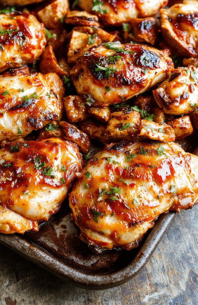 Colorful chicken fajitas served on a rustic white plate with vibrant red and green peppers, sliced chicken strips, and melted cheese. The dish is garnished with fresh cilantro and lime wedges, styled simply with a wooden background to emphasize the fresh ingredients and appetizing textures.