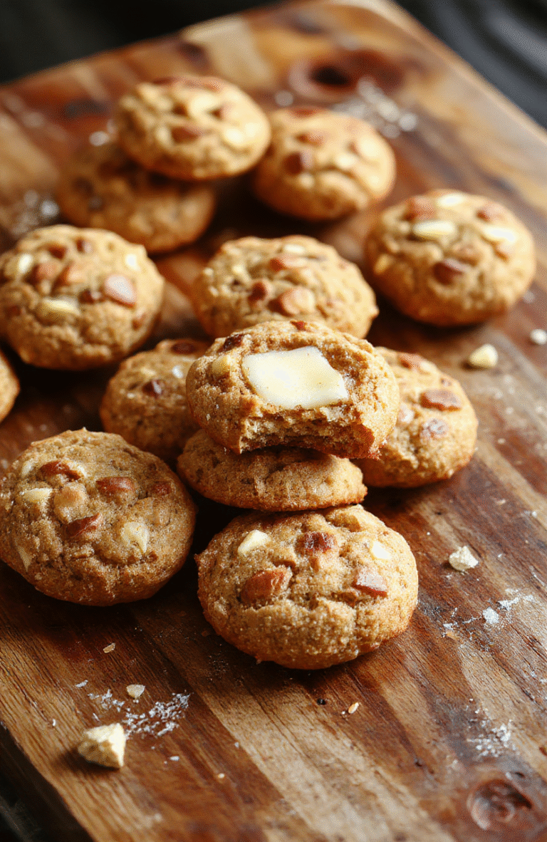 Helle, goldene Butterkekse auf einem weißen Teller, leicht gebogen, mit einer glatten Oberfläche und kleinen Zuckerstreuseln, stilvoll angerichtet mit einem goldenen Löffel im Hintergrund