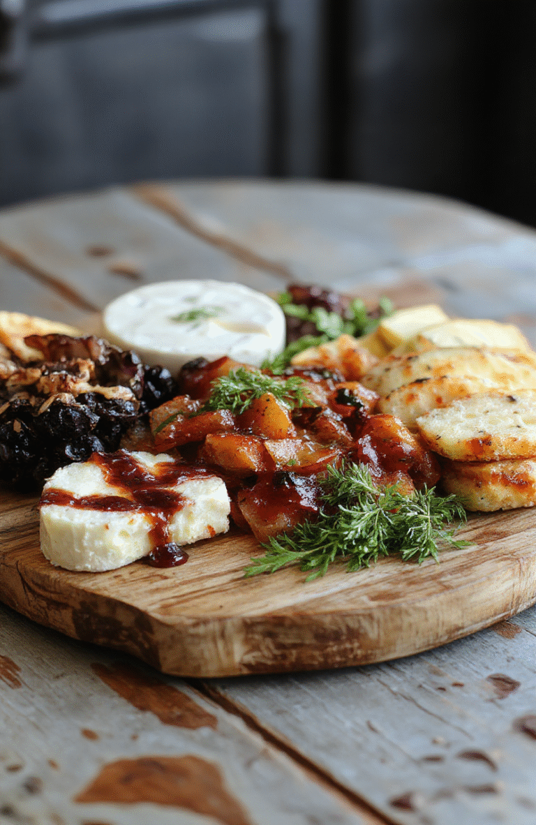 A beautifully arranged cheese board featuring a variety of cheeses, fresh fruits, nuts, and crackers. The board showcases vibrant colors with creamy cheeses contrasted by red grapes, green figs, and assorted nuts, all styled on a rustic wooden platter with elegant garnishes. The presentation emphasizes textures and color harmony, creating an inviting and sophisticated look perfect for entertaining.