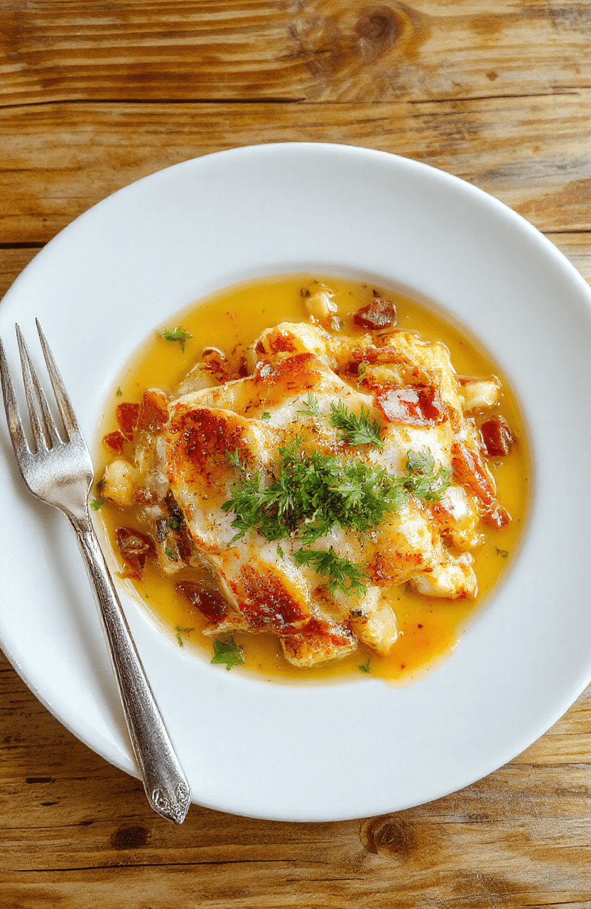 Goldbrauner Camembert, umhüllt von zartem, geschichtetem Blätterteig, auf einem weißen Teller serviert, mit frischen Kräutern garniert, leichte Croissant-ähnliche Textur, appetitlich und einladend, perfekt für Festlichkeiten
