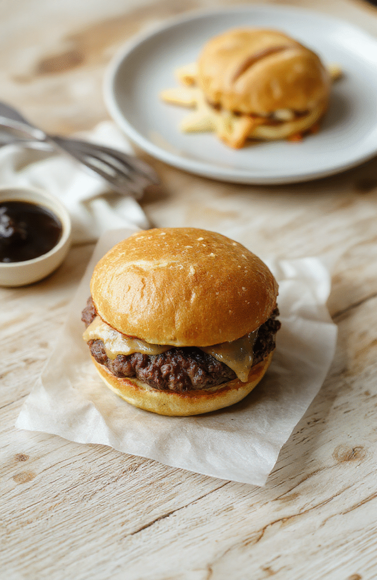 Bunt befüllte Mini Laugen-Burger auf einem hellen Holzbrett, mit goldbrauner Laugenkruste, saftigem Fleisch, frischem Salat und schmelzendem Käse, stilvoll angerichtet mit kleinen Senf- und Ketchup-Tropfen, einladend und appetitlich