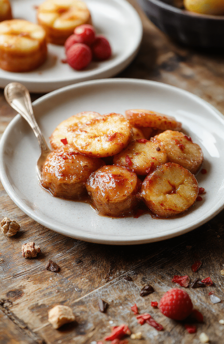 Bunte und verlockende Bratapfel Pralinen auf einer weißen Platte, umgeben von Zimt und Nüssen, mit samtiger Glasur, stilvoll angerichtet im natürlichen Licht