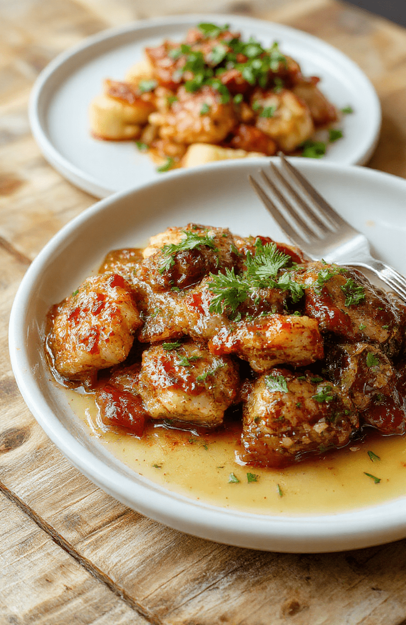 Bunte Feta-Gnocchi auf weißem Teller, umgeben von frischen Kräutern und Tomaten, cremige Textur, glänzende Soße, stilvoll angerichtet, helles naturlight