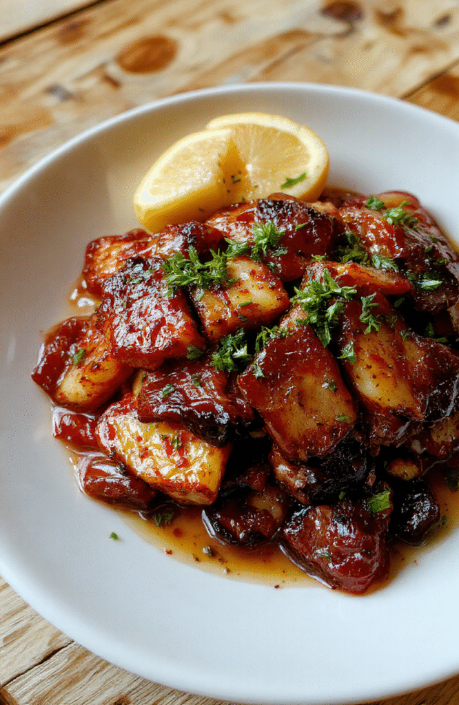 Helle, zarte Mozartplätzchen auf einem weißen Teller, verziert mit Schokoladenlinien, mit feiner Textur und leicht goldenen Rändern, vor einem dunklen, festlich gedeckten Hintergrund