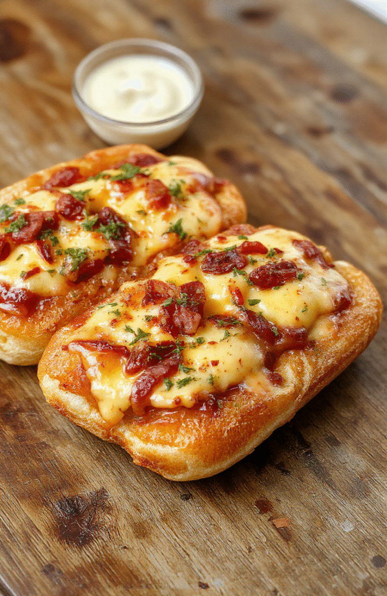 A vibrant plate featuring two crispy air fryer grilled cheese hot dogs, melted cheese oozing over toasted buns, garnished with fresh herbs, set on a rustic wooden table with bright natural lighting highlighting the textures.