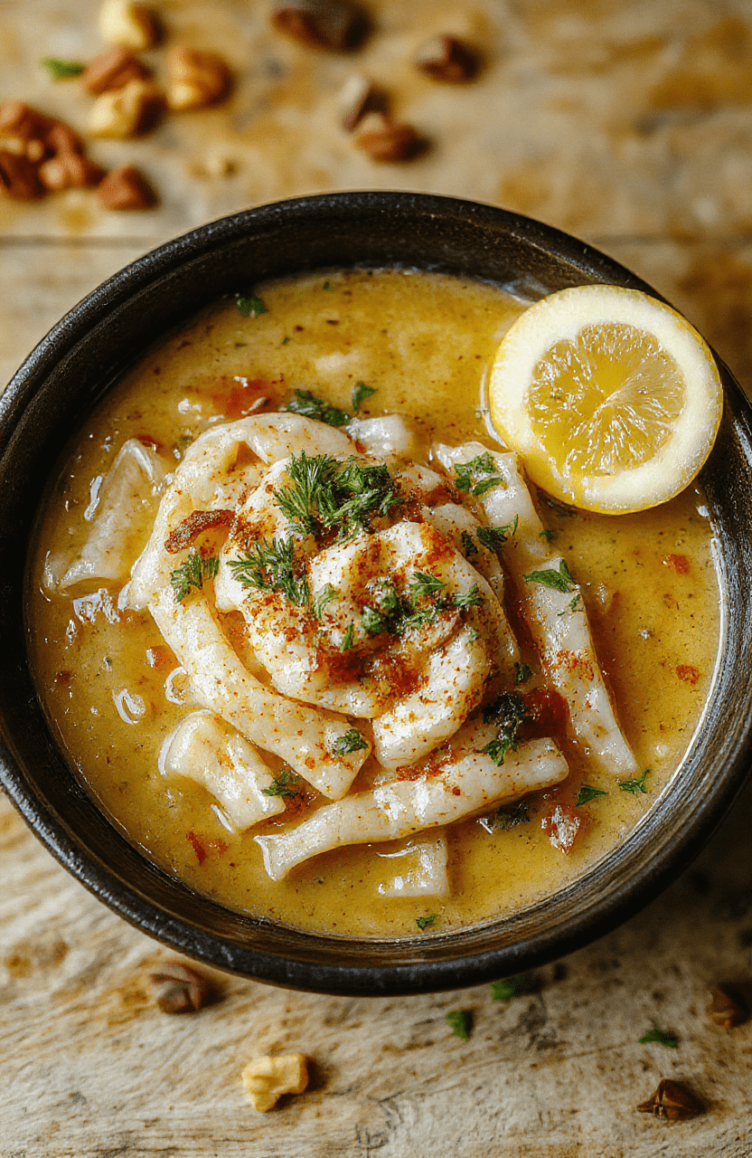 Serviert in einer weißen Schüssel, cremige Erdnusssoße umgibt zarte Udon-Nudeln, knuspriges buntes Gemüse, frische Kräuter, appetitlich angerichtet