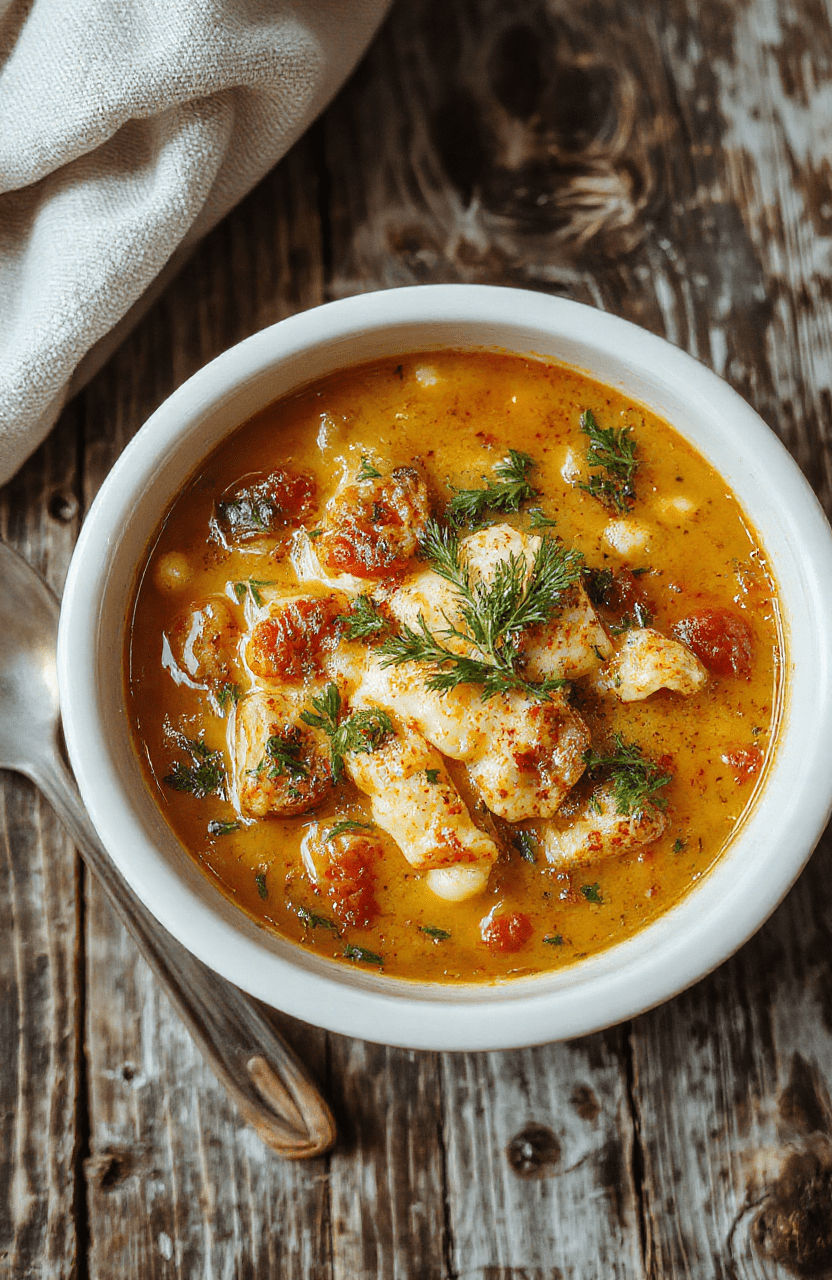 Cremige Lasagnesuppe in einer weißen Schüssel mit goldbraunem Käse und frischen Kräutern, serviert auf einem rustikalen Holztisch, cremig und appetitlich.