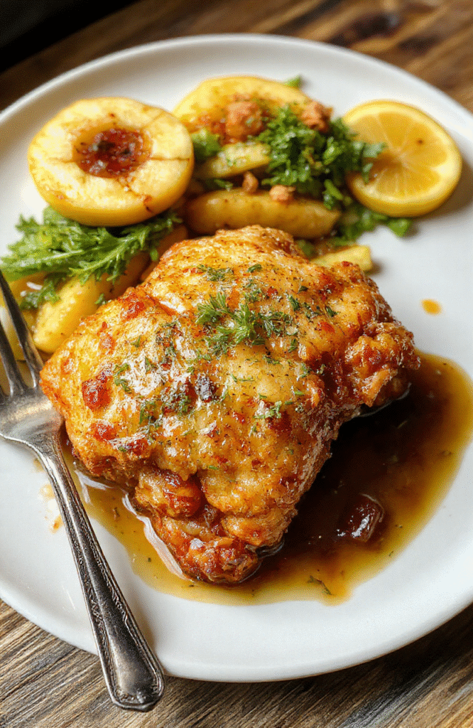 Knusprige, goldbraune Hähnchenbrust aus der Airfryer auf einem weißen Teller, mit knuspriger Panade, saftiges Fleisch, perfekt gebraten, appetitlich angerichtet.