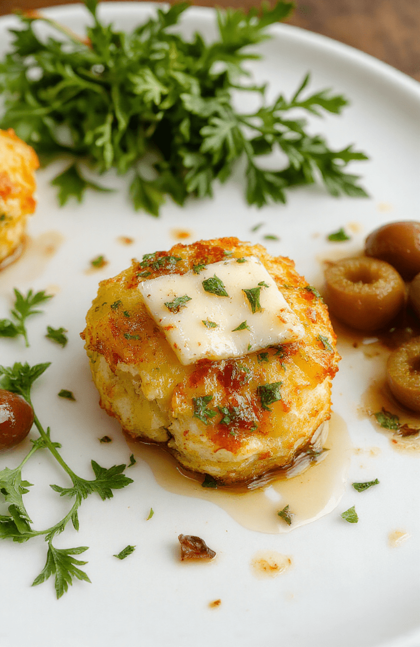 Knuspriger Airfryer Feta auf einem weißen Teller, umgeben von frischen Kräutern und Oliven, goldbraun und knusprig, mit einer cremigen Käseschicht