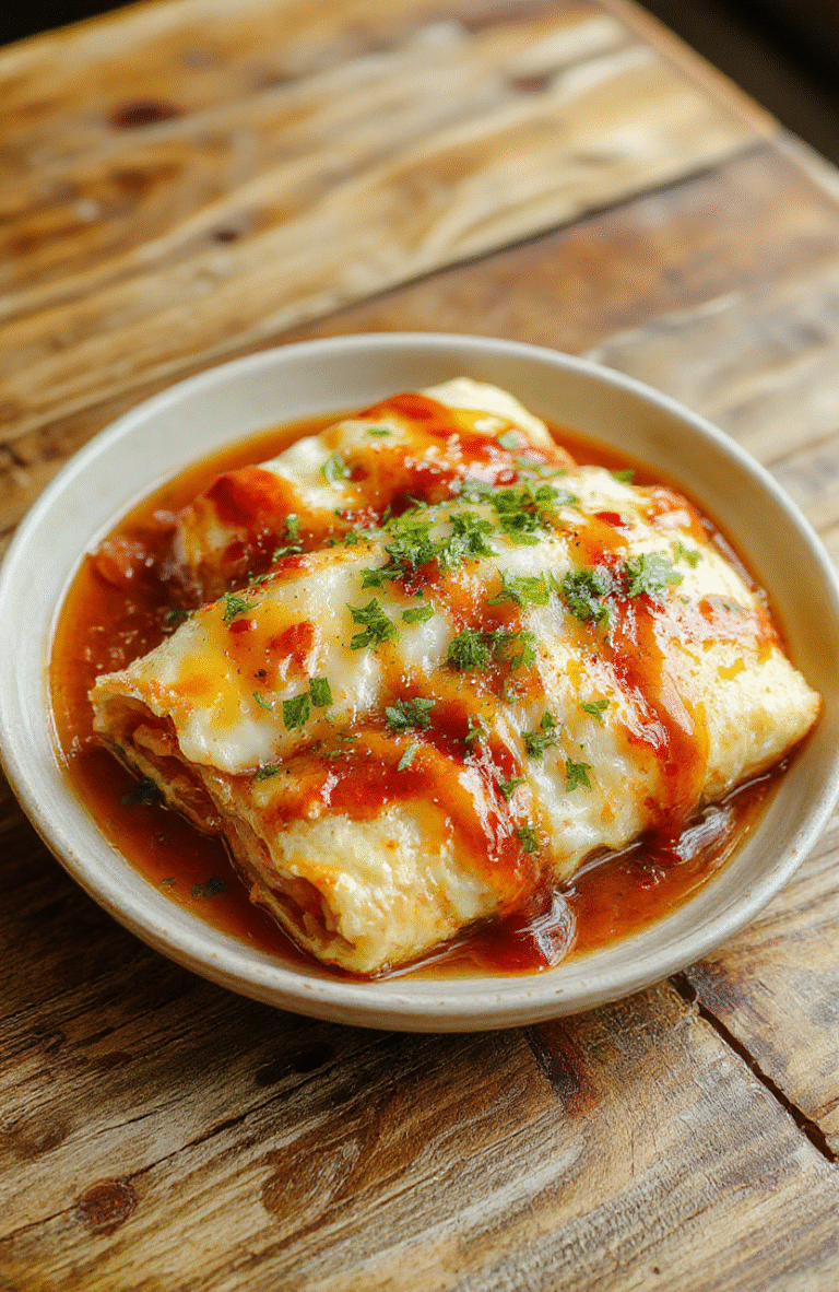 Hübsch angerichtete Frühstücksrolle auf einem Holztisch, gefüllt mit Rührei, geschmolzenem Käse und knusprigem Speck, die appetitlich aussehen