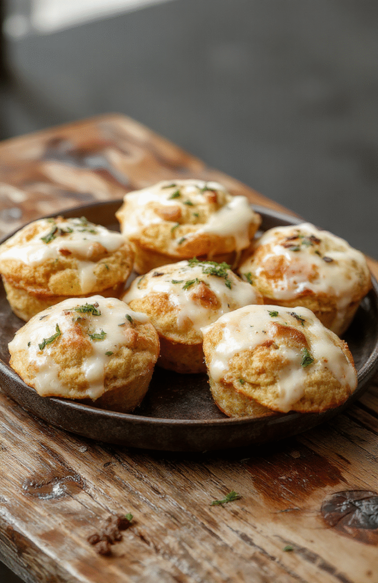 Bunte Quark-Muffins auf einem weißen Teller, gefüllt mit cremigem Vanillepudding, goldbraun gebacken, mit Vanilleschote dekoriert, appetitlich und einladend.
